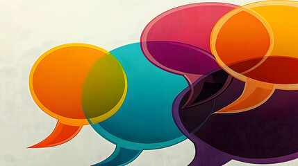 Colorful chat bubbles overlapping in vibrant hues.