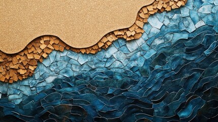 Stunning abstract background with a fluid mosaic texture featuring vibrant metallic copper gold and turquoise tones  The dynamic undulating patterns and waves create a powerful