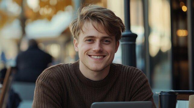 Happy Man Enjoying Coffee