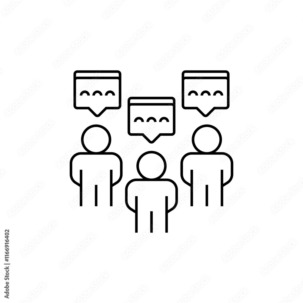 Poster group chat line icon. linear style sign for mobile concept and web design. outline vector icon.