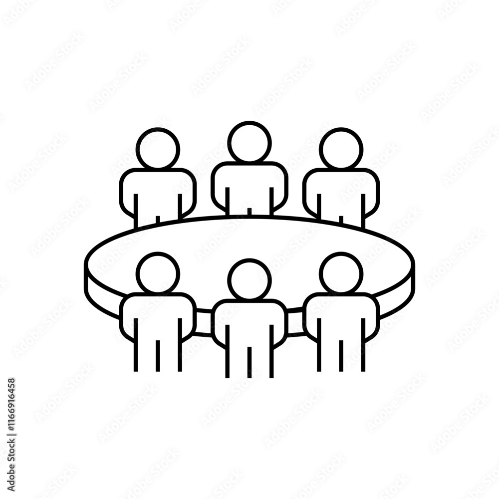 Poster roundtable discussion line icon. linear style sign for mobile concept and web design. outline vector