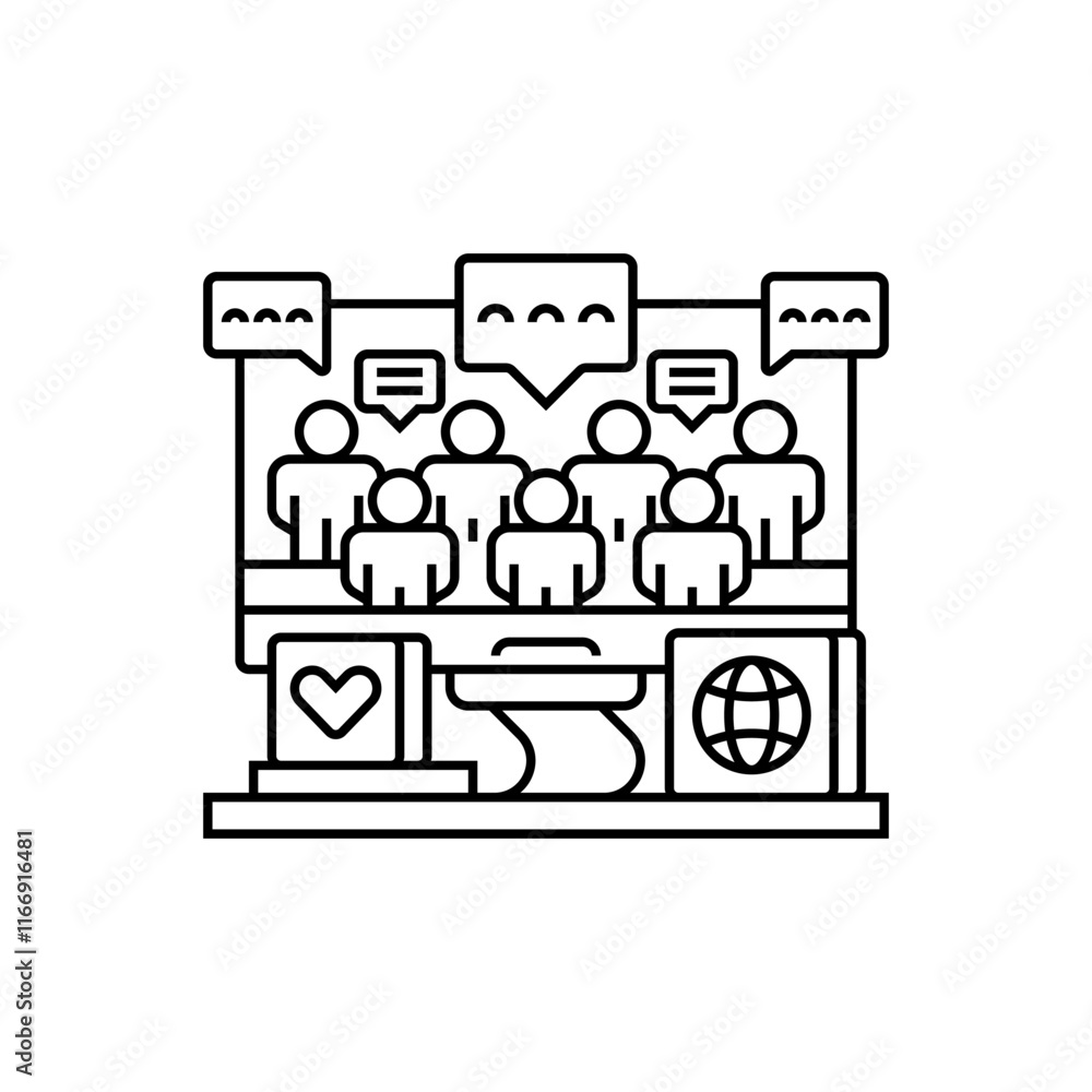 Poster online forum line icon. linear style sign for mobile concept and web design. outline vector icon.