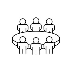 Roundtable Discussion Line Icon. linear style sign for mobile concept and web design. Outline vector icon.