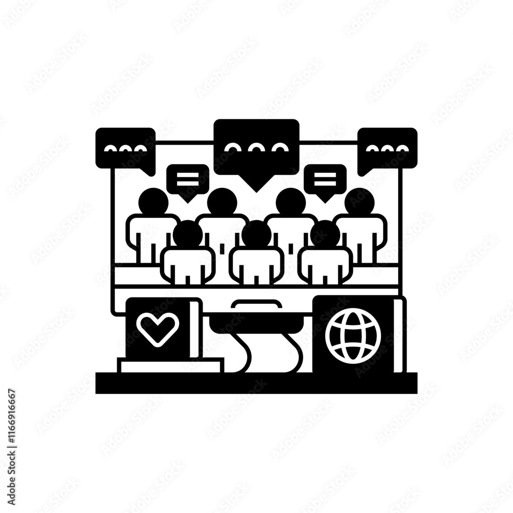 Poster online forum line icon. linear style sign for mobile concept and web design. outline vector icon.