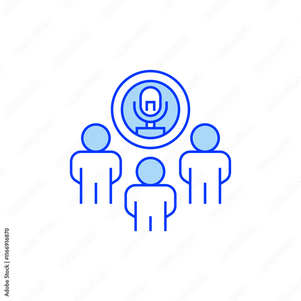 Poster audio conference line icon. linear style sign for mobile concept and web design. outline vector icon
