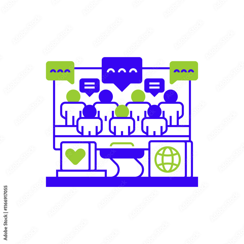 Poster online forum line icon. linear style sign for mobile concept and web design. outline vector icon.