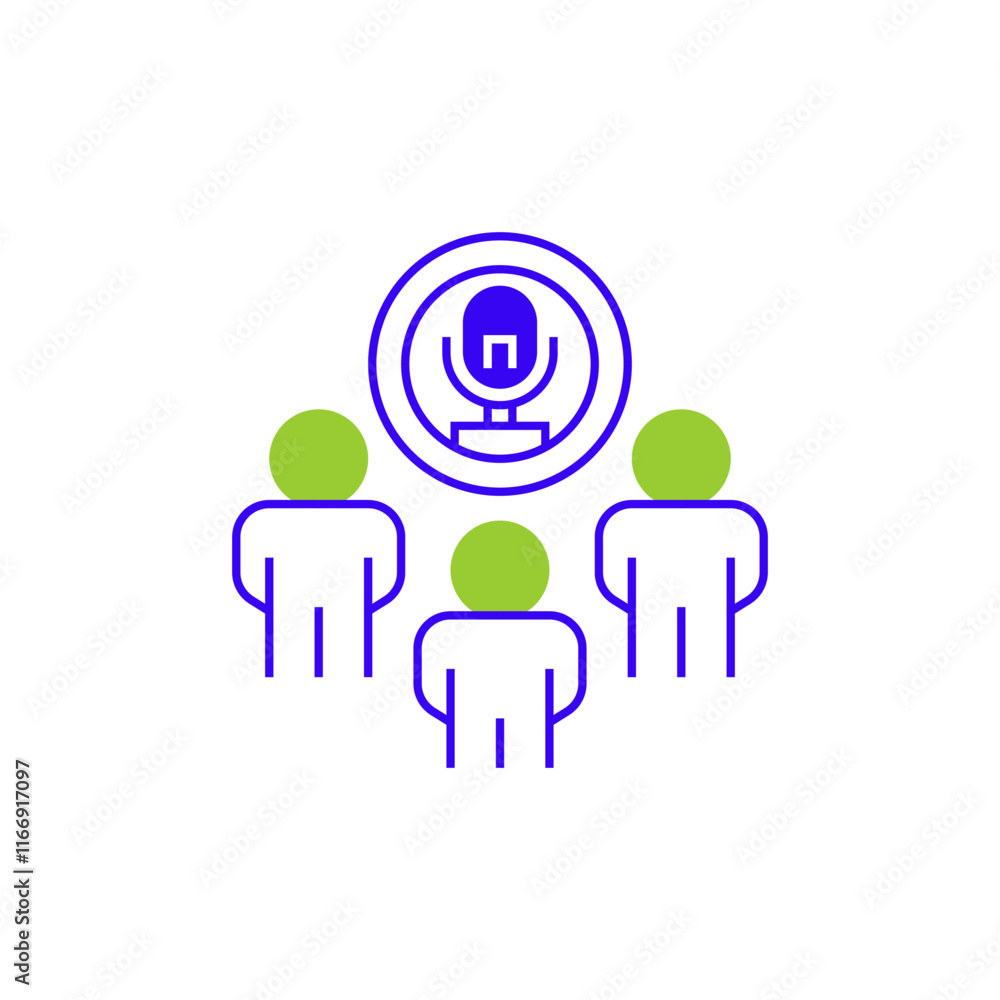 Aufkleber audio conference line icon. linear style sign for mobile concept and web design. outline vector icon