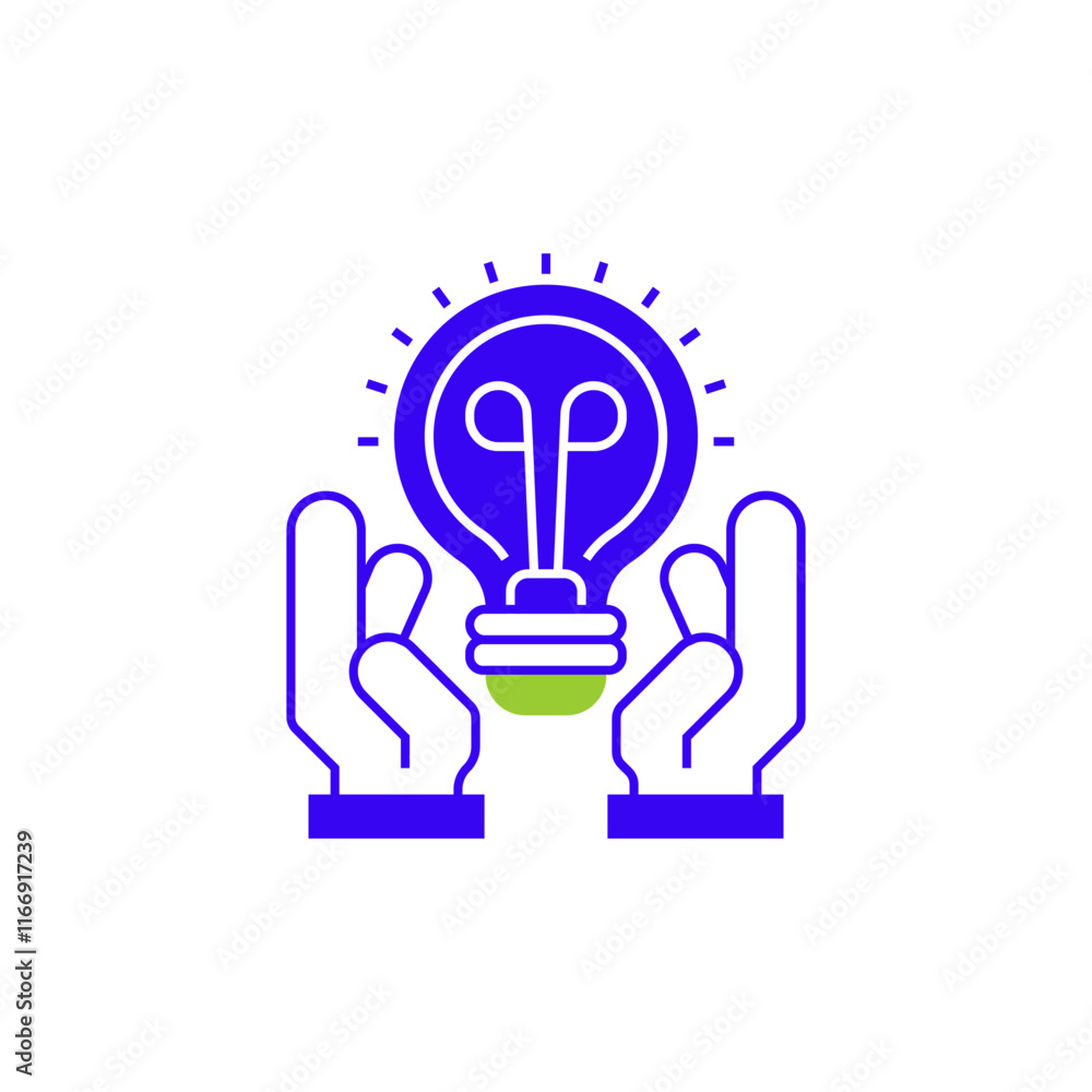 Aufkleber light bulb in hand glyph icon. linear style sign for mobile concept and web design. outline vector i