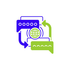 Translation Bubble Glyph Icon. linear style sign for mobile concept and web design. Outline vector icon.