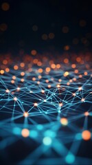 Abstract digital network with glowing nodes and connections.