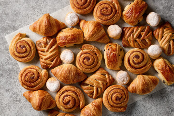 various freshly baked pastries