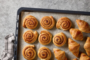 various freshly baked pastries