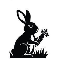 Animal bunny black silhouette vector