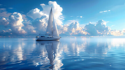 Sailing into Freedom: Tranquil Sailboat Adventure on Clear Ocean Waters
