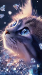 cat with flowing diamonds wallpaper