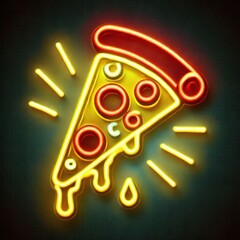 pizza neon sign in yellow and red