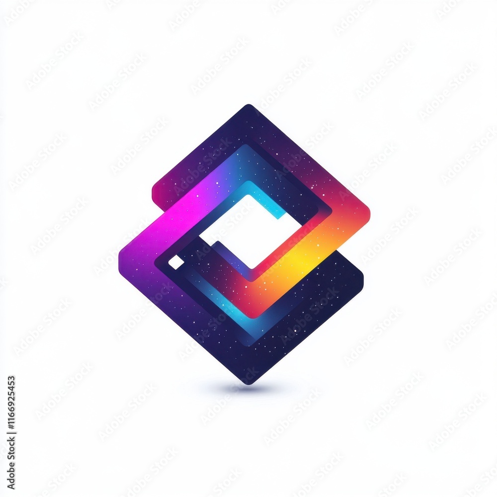 Poster abstract design featuring colorful geometric shapes in a cosmic palette.