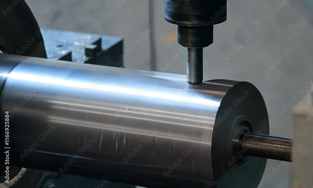 Poster precision machining: close-up of cnc milling process