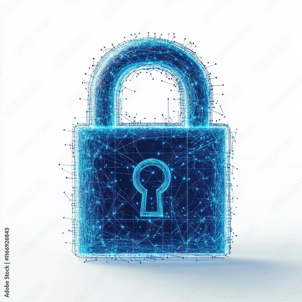 Aufkleber digital lock icon representing cybersecurity in a futuristic networked world.
