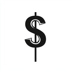 Obraz premium A bold black dollar sign symbol on a clean white background, representing finance and wealth.