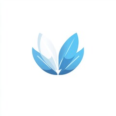 Stylized blue leaves, representing nature and growth in a modern design.