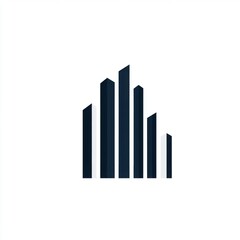 Fototapeta premium Abstract dark blue and white financial graph icon on a minimalist background.