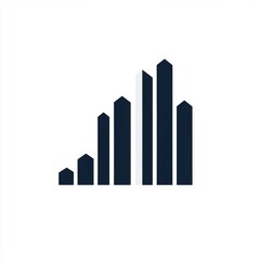 Stylized dark blue bar graph representing growth and analytics in a minimalist design.