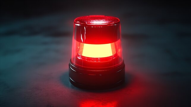 Emergency vehicle warning light with rotating red beacon and siren