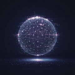 Obraz premium Glowing digital globe with interconnected lines and stars, creating a futuristic and vibrant visual spectacle.