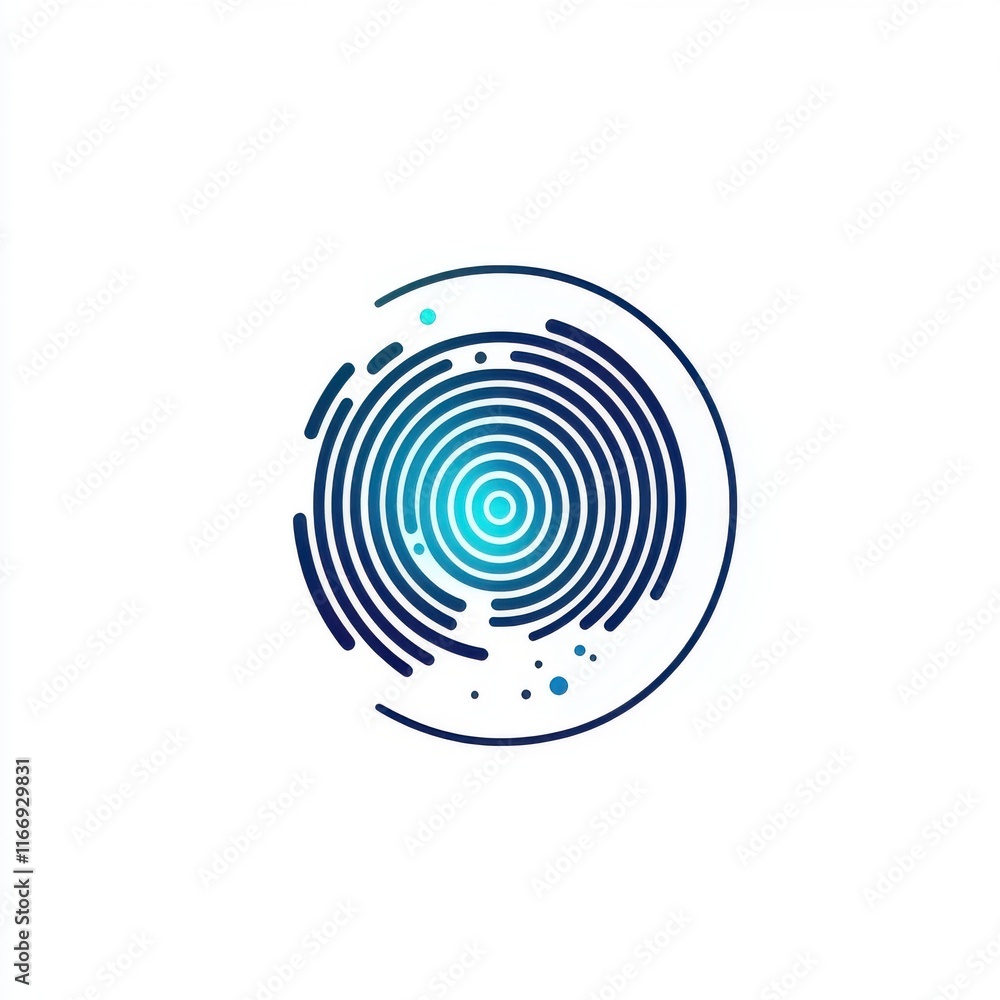 Poster abstract circular design featuring concentric circles in blue tones, creating a modern and unique gr