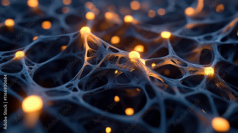 Aufkleber a glowing mesh of interconnected nodes resembling a digital brain.