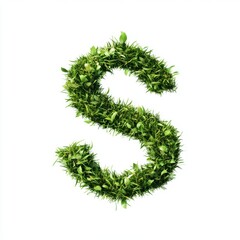 Fototapeta premium Green dollar sign made of grass and leaves, symbolizing eco-friendly finance and sustainability.