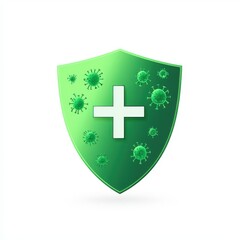 Obraz premium A green shield symbolizing protection against viruses and diseases.