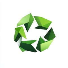 Obraz premium A vibrant green logo featuring a circular design made of geometric shapes, symbolizing sustainability.
