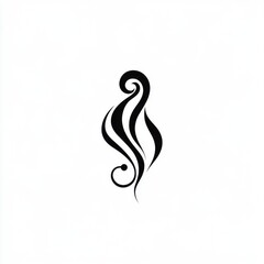 Fototapeta premium Elegant black abstract swirl design on a clean white background.