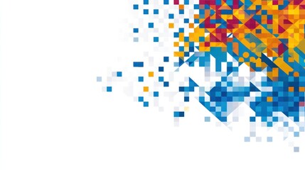 Obraz premium Abstract colorful pixelated design with white space.