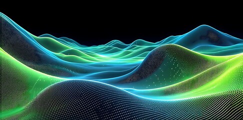 Abstract Green Blue Digital Landscape Background