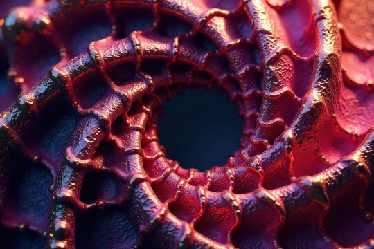 Intricate Magenta and Bronze Geometry in a Fractal Pattern Loop, looping background, abstract art, fractal pattern
