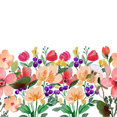 Watercolor flowers background vector for design.