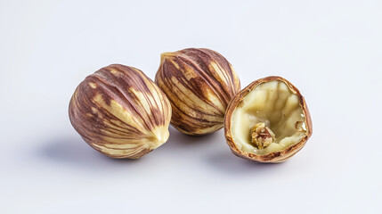 Hazelnut in hard shell isolated outline icon. Vector hazel-nut, vegetarian food dessert. Cobnut or filbert nut, unpeeled healthy snack, superfood