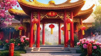 Fototapeta premium vibrant chinese new year celebration theme
