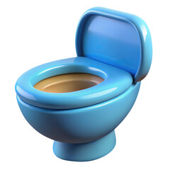 toilet bowl 3d icon in cartoon plastic style minimal isolated on transparent white background, clipping path