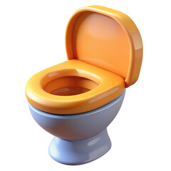 toilet bowl 3d icon in cartoon plastic style minimal isolated on transparent white background, clipping path