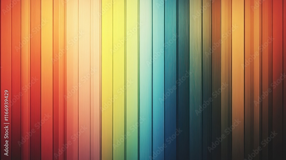 Poster a gradient of colorful vertical stripes creating a vibrant backdrop.