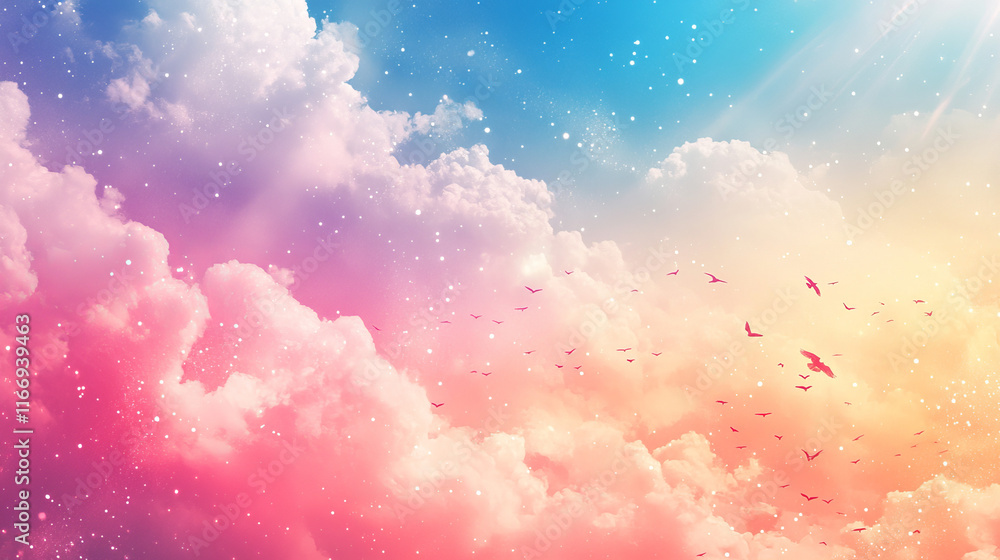 Poster seamless background of flying swallows for nature theme or scrapbook page backdrop design usage with