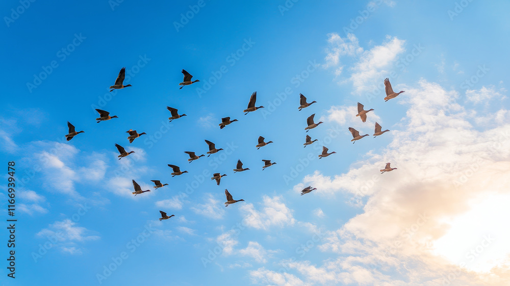 Poster seamless background of flying swallows for nature theme or scrapbook page backdrop design usage with
