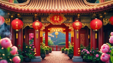 Obraz premium vibrant chinese new year celebration theme