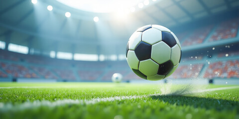 Fototapeta premium soccer ball close-up at the match
