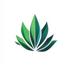 Stylized green leaf design symbolizing nature, growth, and tranquility.