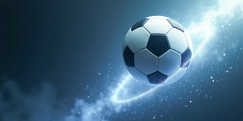 soccer ball in space close-up on the background of planet earth